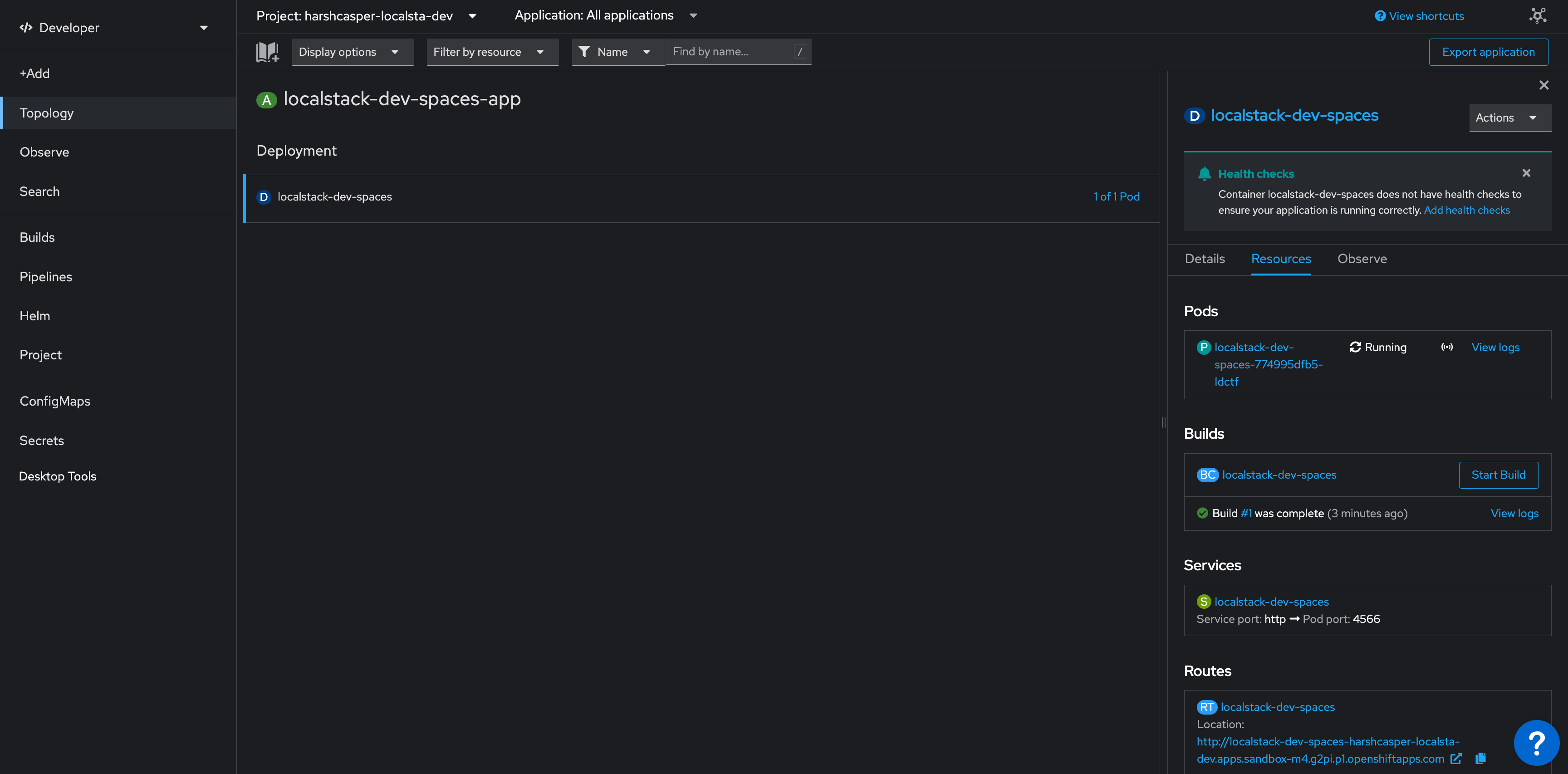 LocalStack Dev Spaces Deployment